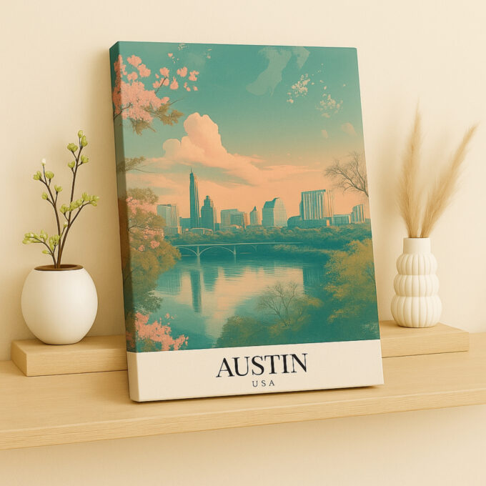 Austin Texas Canvas Wall Art – Sunset Cityscape Print – USA Skyline Wall Decor for Modern Spaces - Image 2