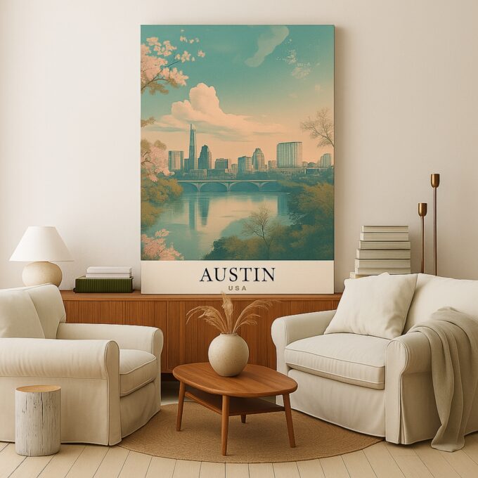 Austin Texas Canvas Wall Art – Sunset Cityscape Print – USA Skyline Wall Decor for Modern Spaces - Image 3
