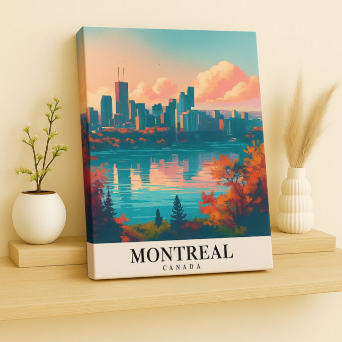 Montreal Skyline Canvas Wall Art – Cityscape Print of Montreal Canada – Modern Wall Decor for Home or Office - Image 2