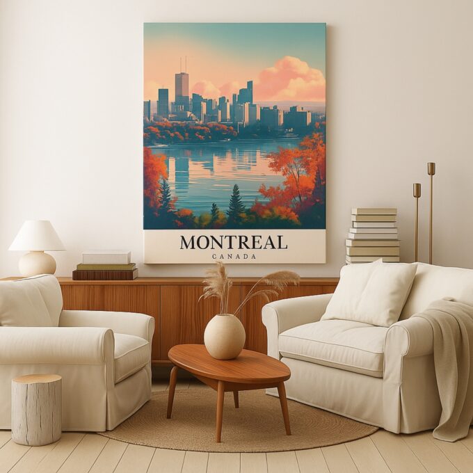 Montreal Skyline Canvas Wall Art – Cityscape Print of Montreal Canada – Modern Wall Decor for Home or Office - Image 3