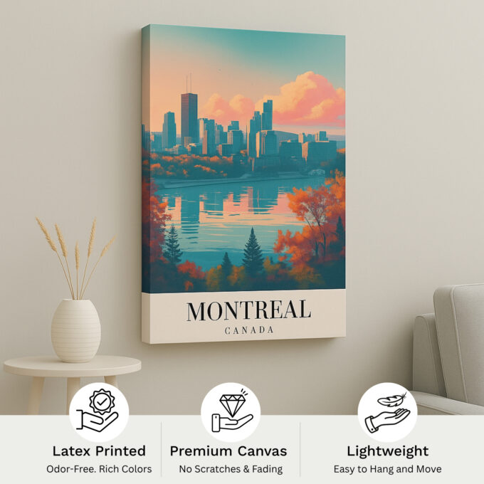 Montreal Skyline Canvas Wall Art – Cityscape Print of Montreal Canada – Modern Wall Decor for Home or Office - Image 4