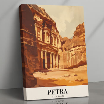 Petra Jordan Canvas Wall Art – Ancient Ruins Travel Poster – Premium Vintage Cityscape Print