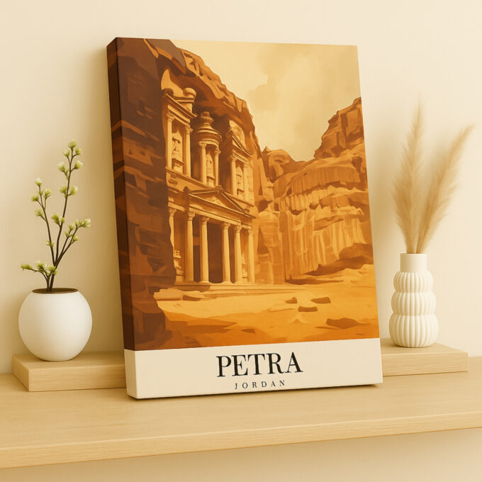Petra Jordan Canvas Wall Art – Ancient Ruins Travel Poster – Premium Vintage Cityscape Print - Image 2