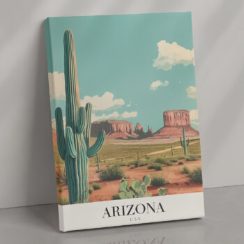 Arizona USA Canvas Wall Art – Vintage American Southwest Travel Poster – Desert Landscape Print