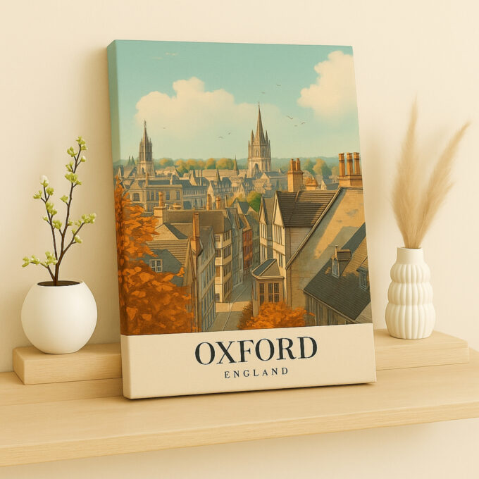 Oxford England Canvas Wall Art – Vintage University City Poster – British Travel Print - Image 2