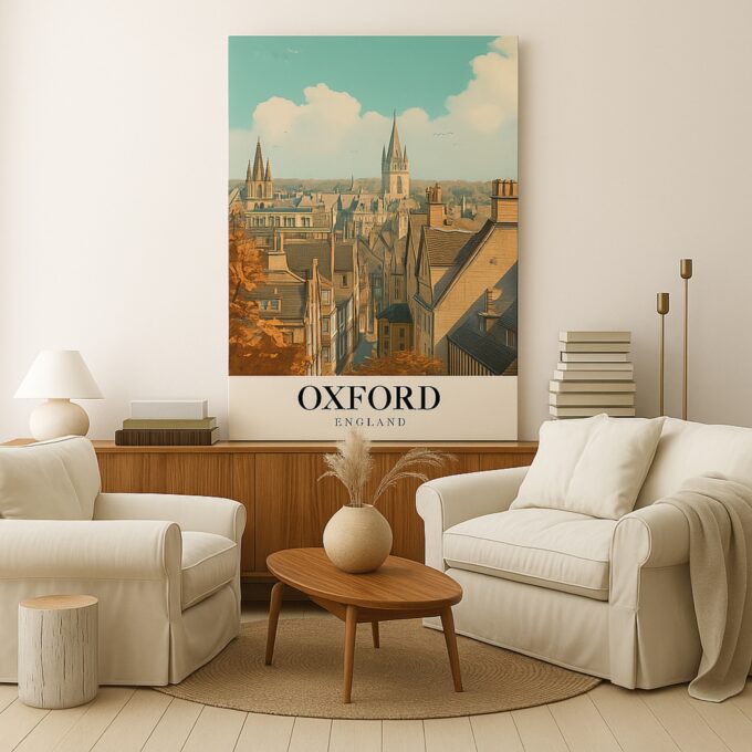 Oxford England Canvas Wall Art – Vintage University City Poster – British Travel Print - Image 3