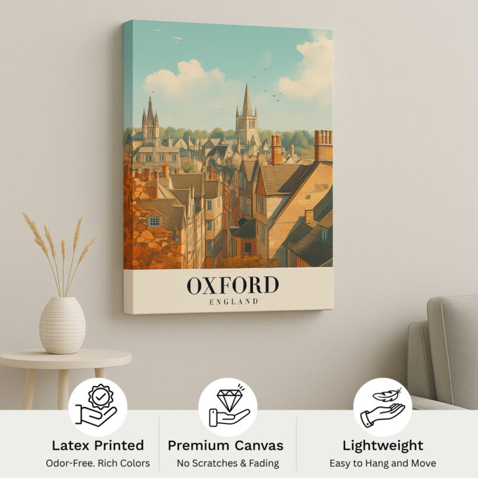Oxford England Canvas Wall Art – Vintage University City Poster – British Travel Print - Image 4