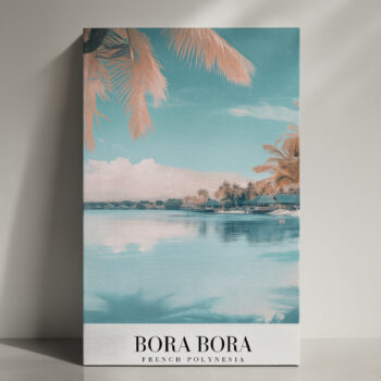 Bora Bora French Polynesia Canvas Wall Art – Tropical Lagoon Print for Beach House & Modern Decor
