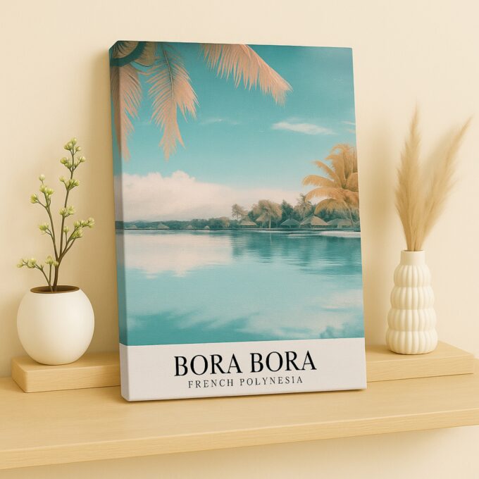 Bora Bora French Polynesia Canvas Wall Art – Tropical Lagoon Print for Beach House & Modern Decor - Image 2