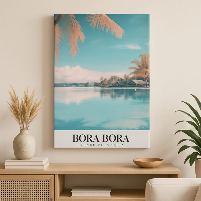 Bora Bora French Polynesia Canvas Wall Art – Tropical Lagoon Print for Beach House & Modern Decor - Image 3