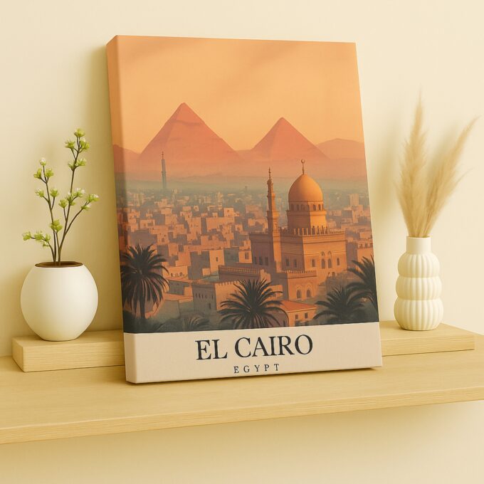 Cairo Egypt Canvas Wall Art – Historic Pyramids & Cityscape Print for Travel-Inspired Decor - Image 2