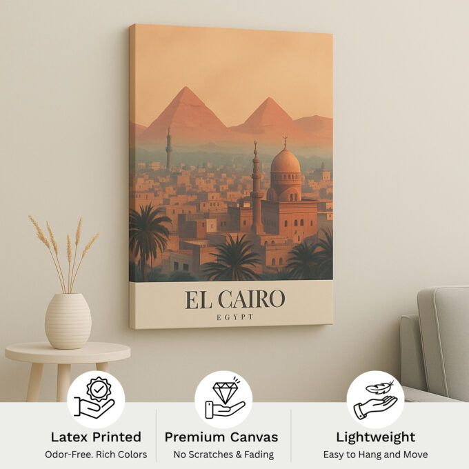 Cairo Egypt Canvas Wall Art – Historic Pyramids & Cityscape Print for Travel-Inspired Decor - Image 4