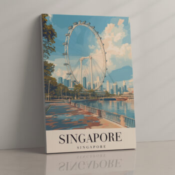 Singapore Canvas Wall Art – Iconic Ferris Wheel Skyline Print for Modern Home & Office Decor