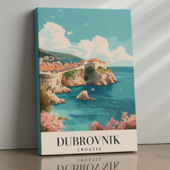 Dubrovnik Croatia Canvas Wall Art – Coastal Cityscape Print for Mediterranean Vibes