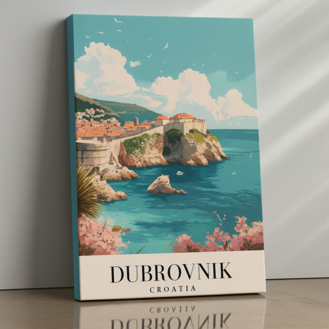 Dubrovnik Croatia Canvas Wall Art – Coastal Cityscape Print for Mediterranean Vibes