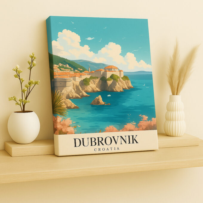 Dubrovnik Croatia Canvas Wall Art – Coastal Cityscape Print for Mediterranean Vibes - Image 2