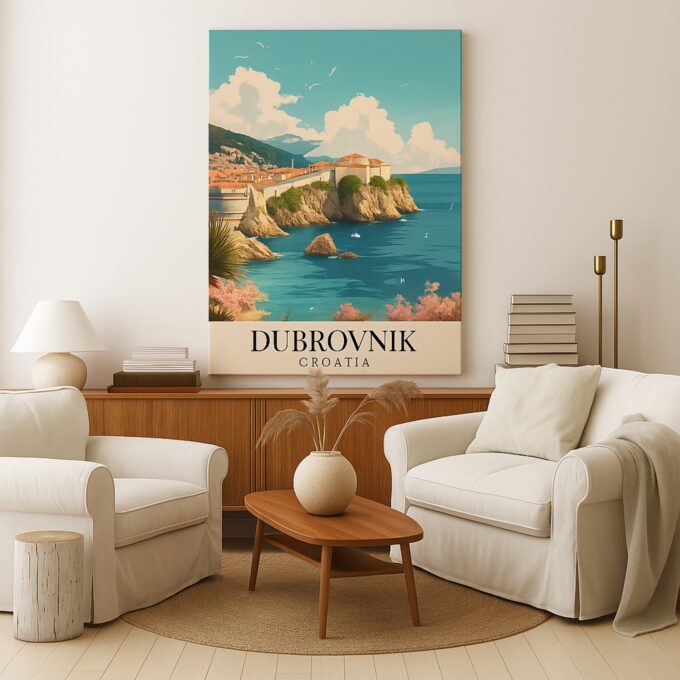 Dubrovnik Croatia Canvas Wall Art – Coastal Cityscape Print for Mediterranean Vibes - Image 3