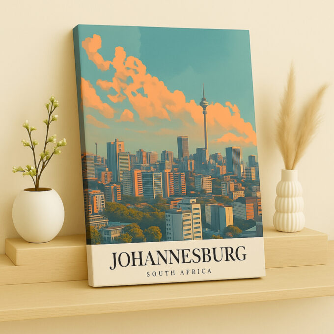Johannesburg South Africa Canvas Wall Art – Vibrant Urban Skyline Print for Modern Home & Office - Image 2