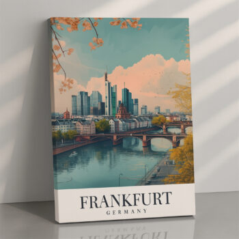 Frankfurt Germany Canvas Wall Art – Elegant Riverfront Skyline Print for Modern Interiors