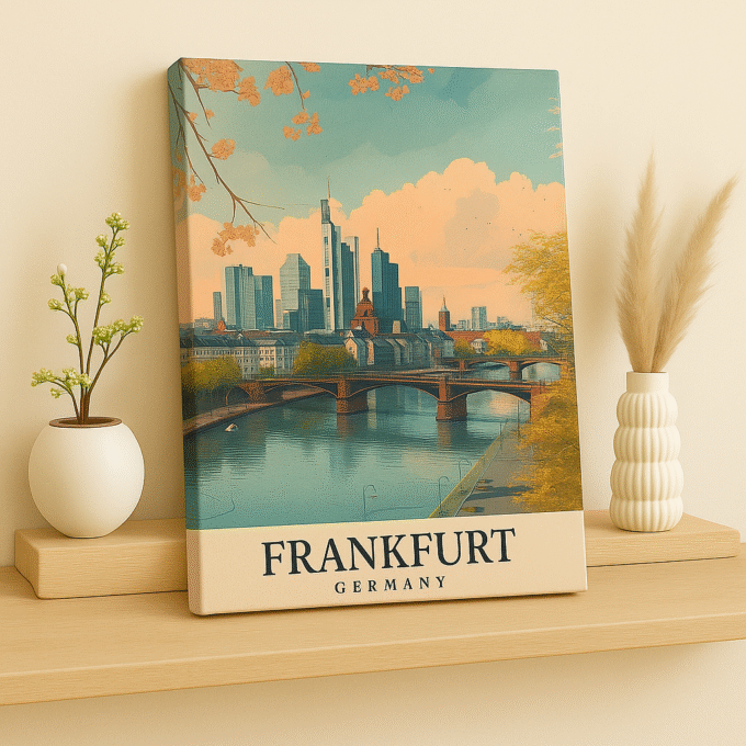 Frankfurt Germany Canvas Wall Art – Elegant Riverfront Skyline Print for Modern Interiors - Image 2