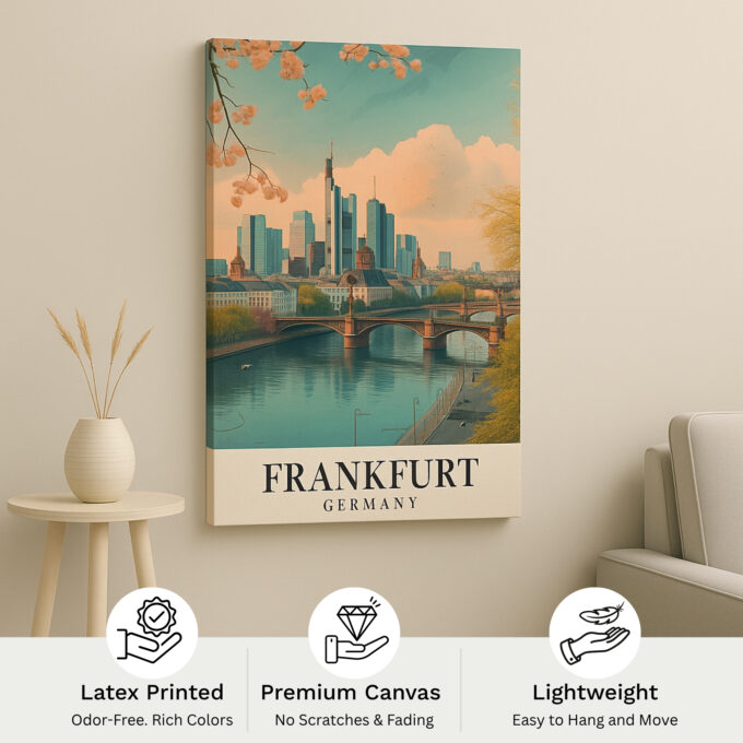 Frankfurt Germany Canvas Wall Art – Elegant Riverfront Skyline Print for Modern Interiors - Image 4