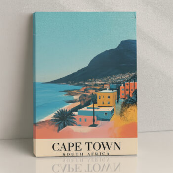 Cape Town South Africa Canvas Wall Art – Coastal City Print with Table Mountain View for Modern Homes