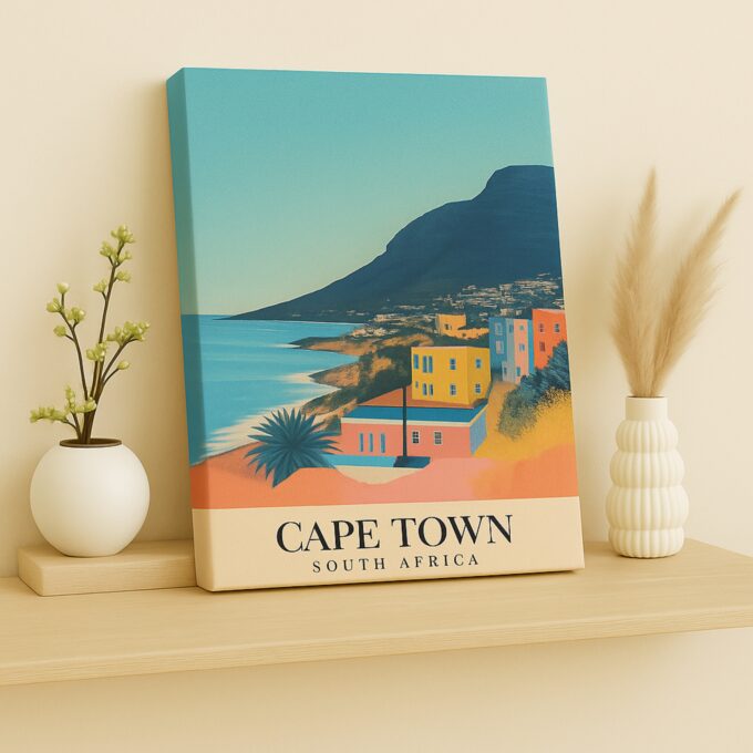 Cape Town South Africa Canvas Wall Art – Coastal City Print with Table Mountain View for Modern Homes - Image 2