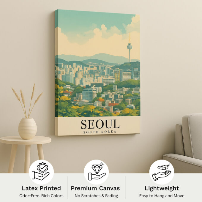 Seoul South Korea Canvas Wall Art – Modern Skyline Print with Iconic Tower View for Contemporary Decor - Image 4