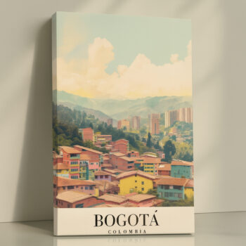 Bogotá Colombia Canvas Wall Art – Colorful Hillside Cityscape Print for Boho & Eclectic Spaces