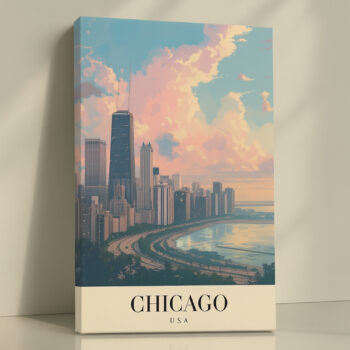 Chicago USA Canvas Wall Art – Modern Urban Skyline Print for Home & Office Decor