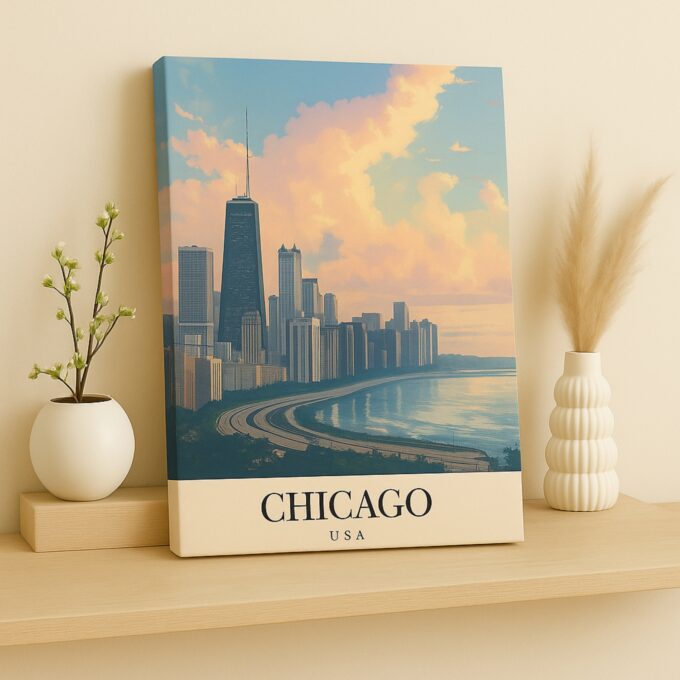 Chicago USA Canvas Wall Art – Modern Urban Skyline Print for Home & Office Decor - Image 3