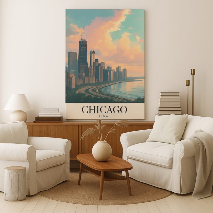 Chicago USA Canvas Wall Art – Modern Urban Skyline Print for Home & Office Decor - Image 2