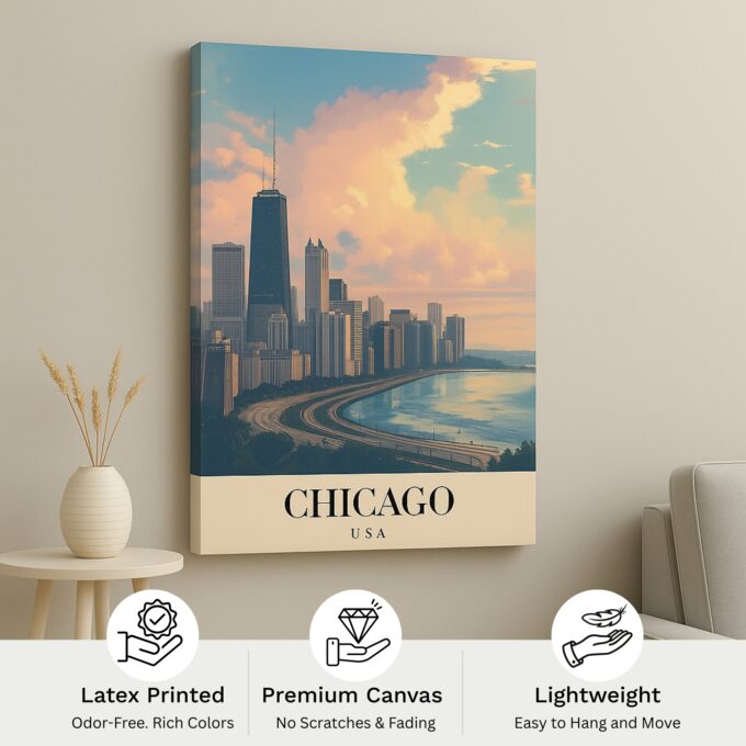 Chicago USA Canvas Wall Art – Modern Urban Skyline Print for Home & Office Decor - Image 4
