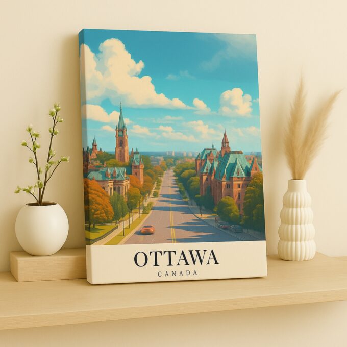 Ottawa Canada Canvas Wall Art – Vibrant Historic Cityscape Print for Cozy & Elegant Spaces - Image 2