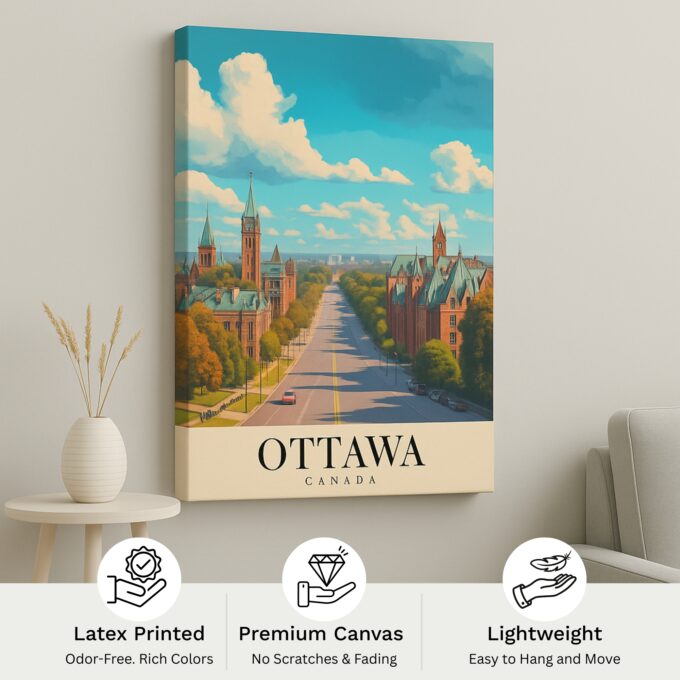 Ottawa Canada Canvas Wall Art – Vibrant Historic Cityscape Print for Cozy & Elegant Spaces - Image 4