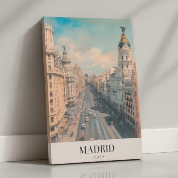 Madrid Spain Canvas Wall Art – Historic Street View Print for European-Inspired Interiors