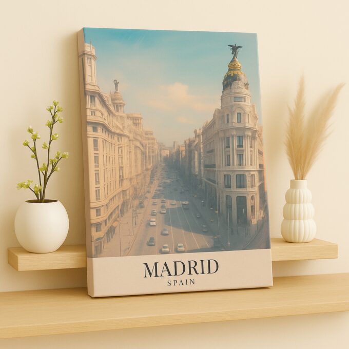 Madrid Spain Canvas Wall Art – Historic Street View Print for European-Inspired Interiors - Image 2