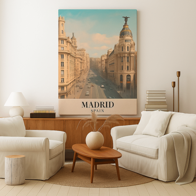 Madrid Spain Canvas Wall Art – Historic Street View Print for European-Inspired Interiors - Image 3