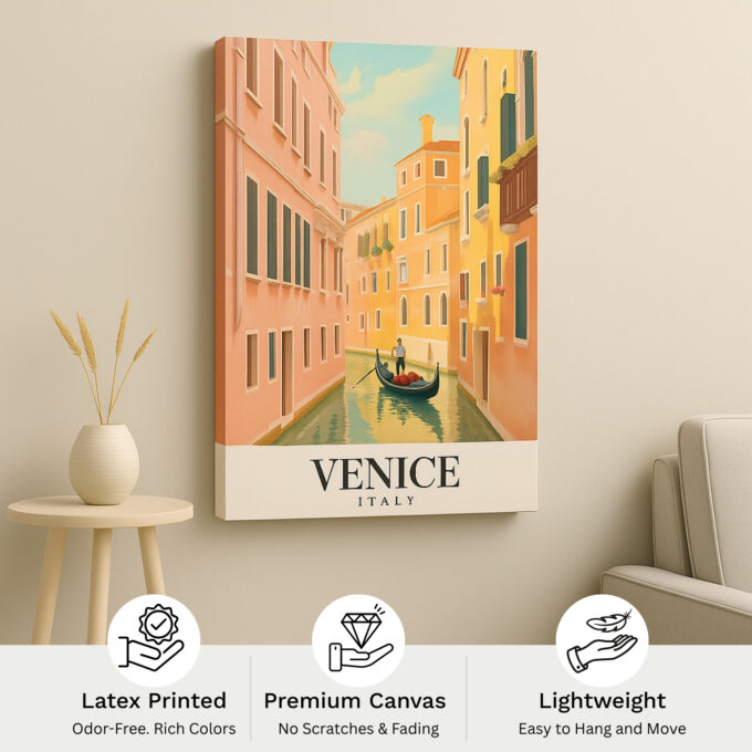 Venice Italy Canvas Wall Art – Romantic Canal Scene Print for Modern & Classic Interiors - Image 4