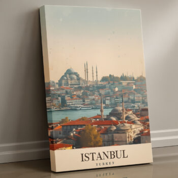Istanbul Turkey Canvas Wall Art – Historic Cityscape Print with Iconic Mosques for Elegant Interiors