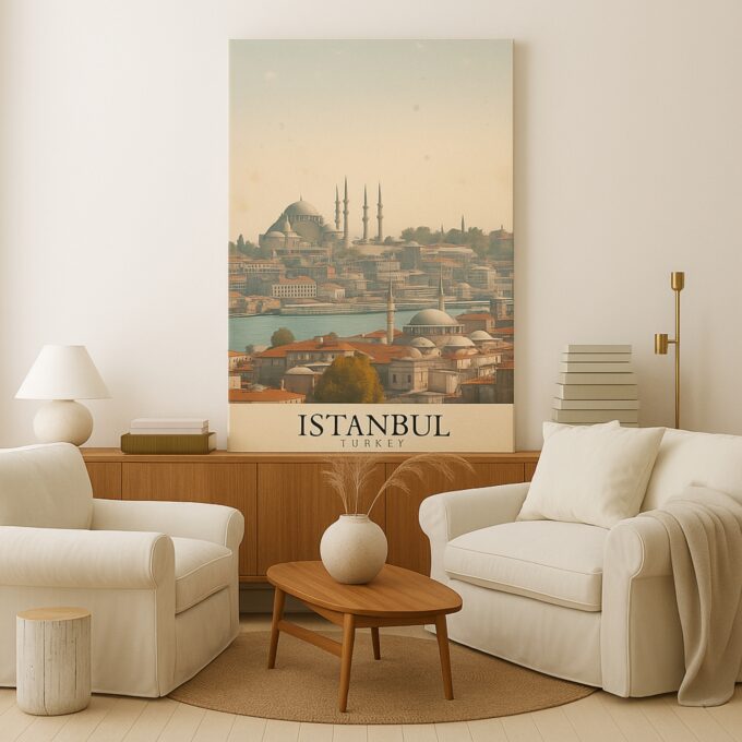 Istanbul Turkey Canvas Wall Art – Historic Cityscape Print with Iconic Mosques for Elegant Interiors - Image 3