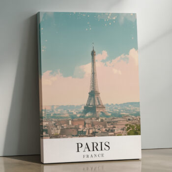 Paris France Canvas Wall Art – Elegant Eiffel Tower Cityscape Print for Romantic Interiors