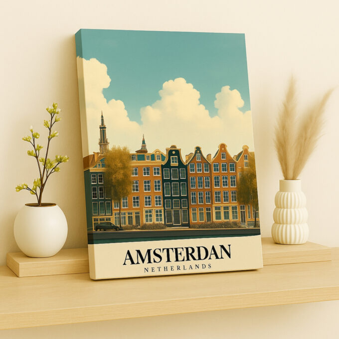Amsterdam Canal Canvas – European Charm & Bikes - Image 2