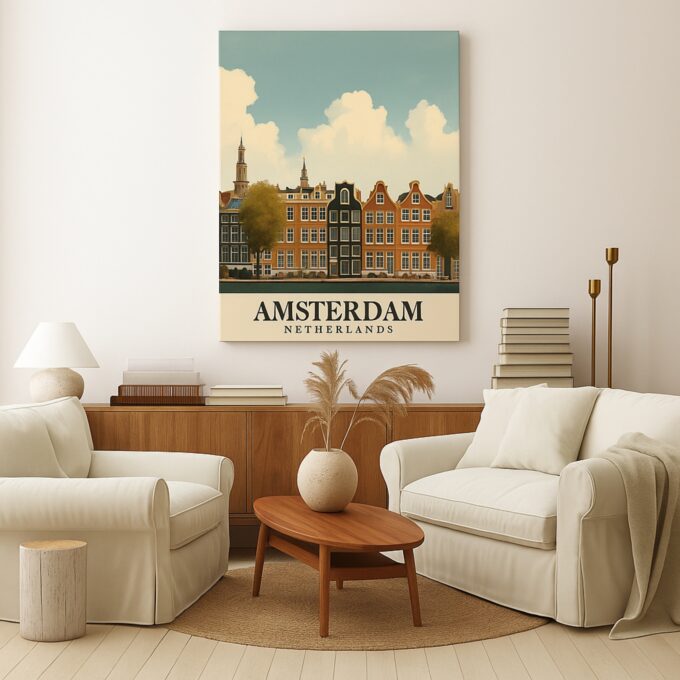 Amsterdam Canal Canvas – European Charm & Bikes - Image 3