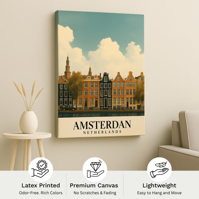 Amsterdam Canal Canvas – European Charm & Bikes - Image 4