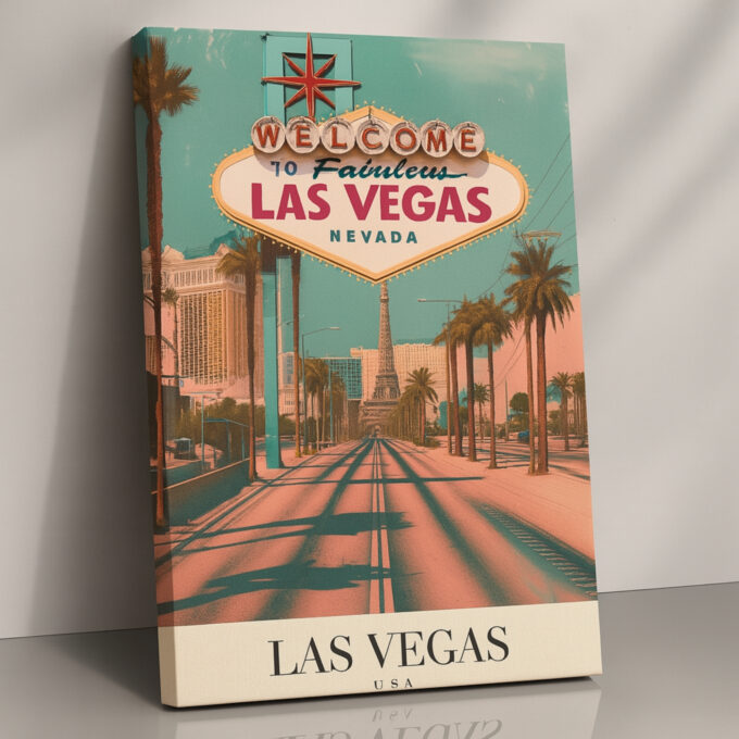 Las Vegas Welcome Sign Canvas Wall Art – Iconic USA Landmark