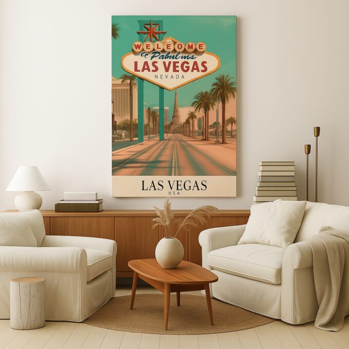 Las Vegas Welcome Sign Canvas Wall Art – Iconic USA Landmark - Image 3