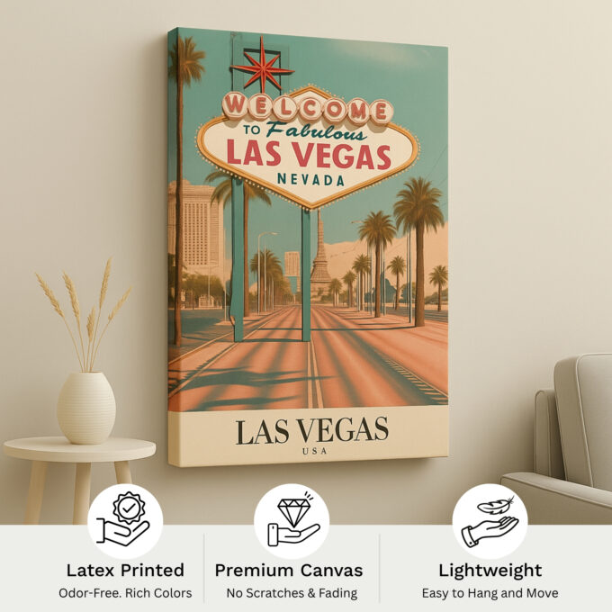 Las Vegas Welcome Sign Canvas Wall Art – Iconic USA Landmark - Image 4