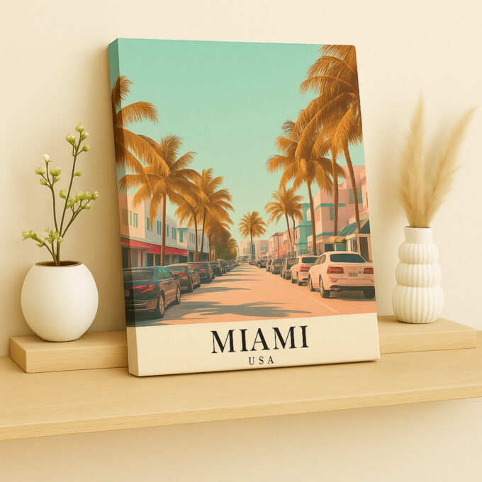 Miami Beach Canvas Art – Tropical Vibes & Pastel Skies - Image 3