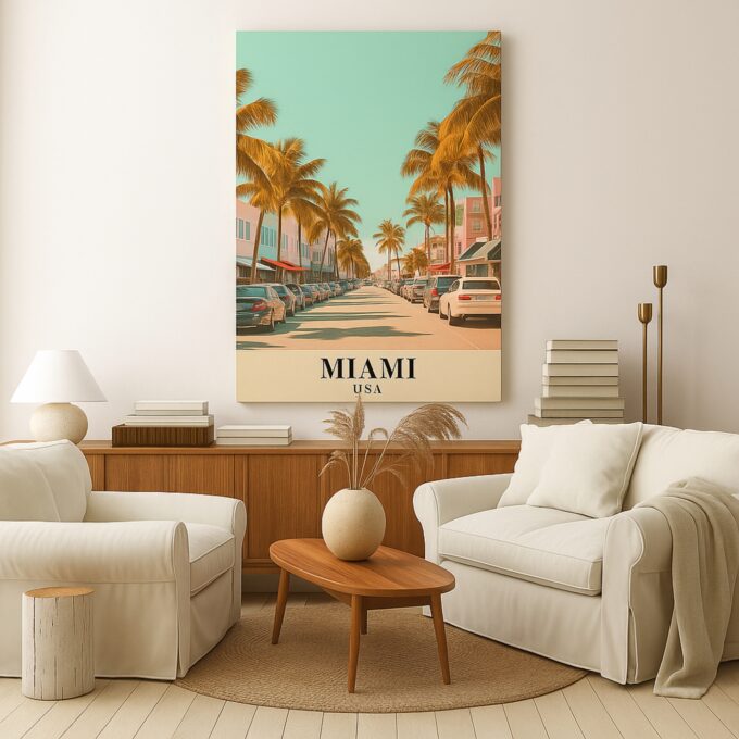 Miami Beach Canvas Art – Tropical Vibes & Pastel Skies - Image 2
